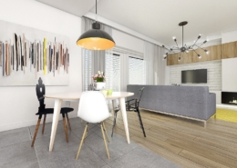 Tiuk Studio projekt salonu z kuchnią I parter domu jednorodzinnego I projektowanie wnętrz piekary śląskie I pro